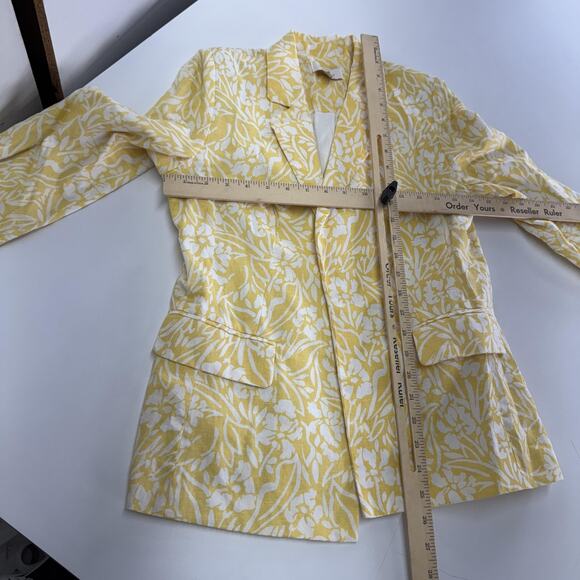 Anthropologie Skies‎ Are Blue Blazer Womens Small Yellow Floral Linen Jacket - Picture 5 of 9